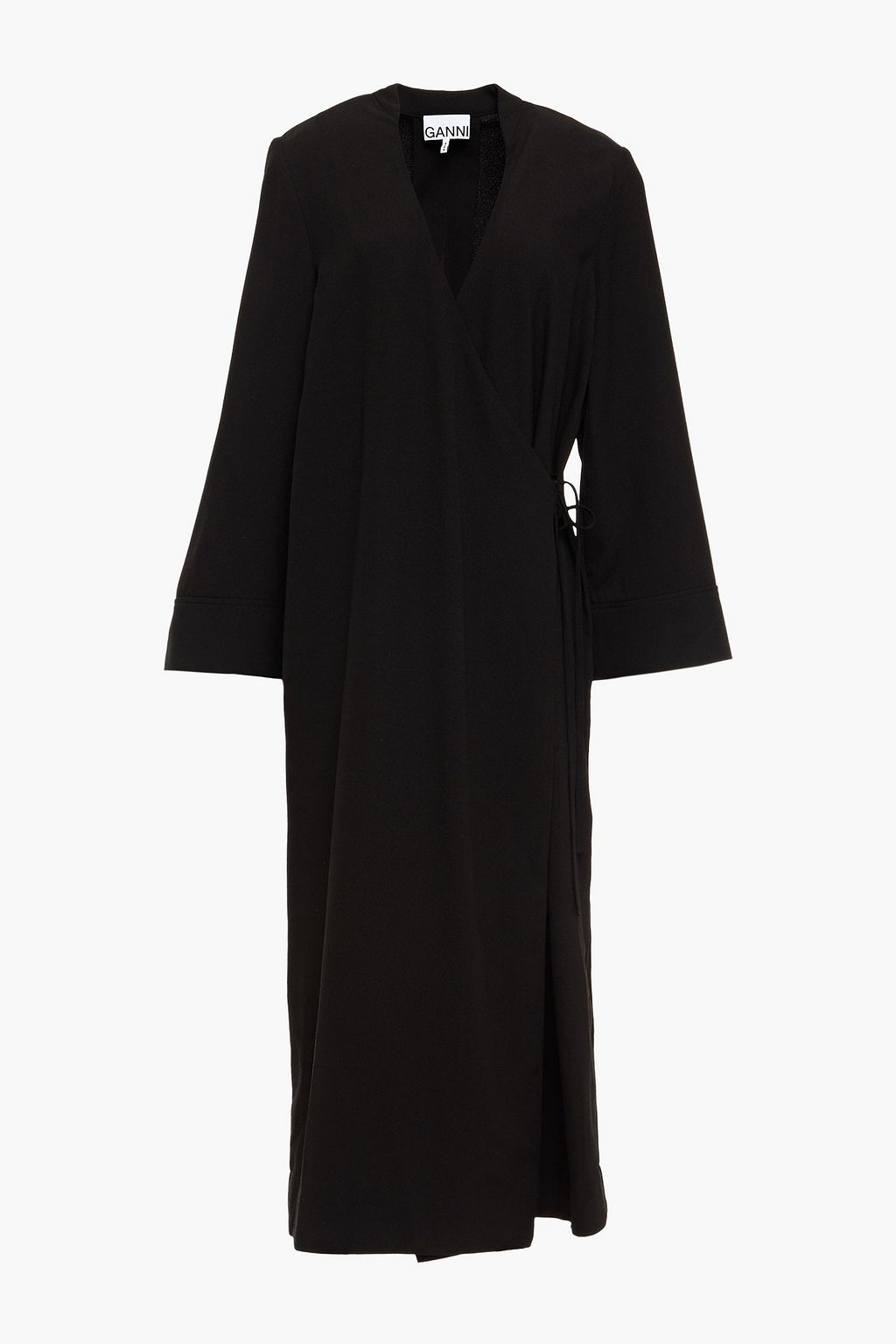 Black Crepe midi wrap dress | Sale up ...