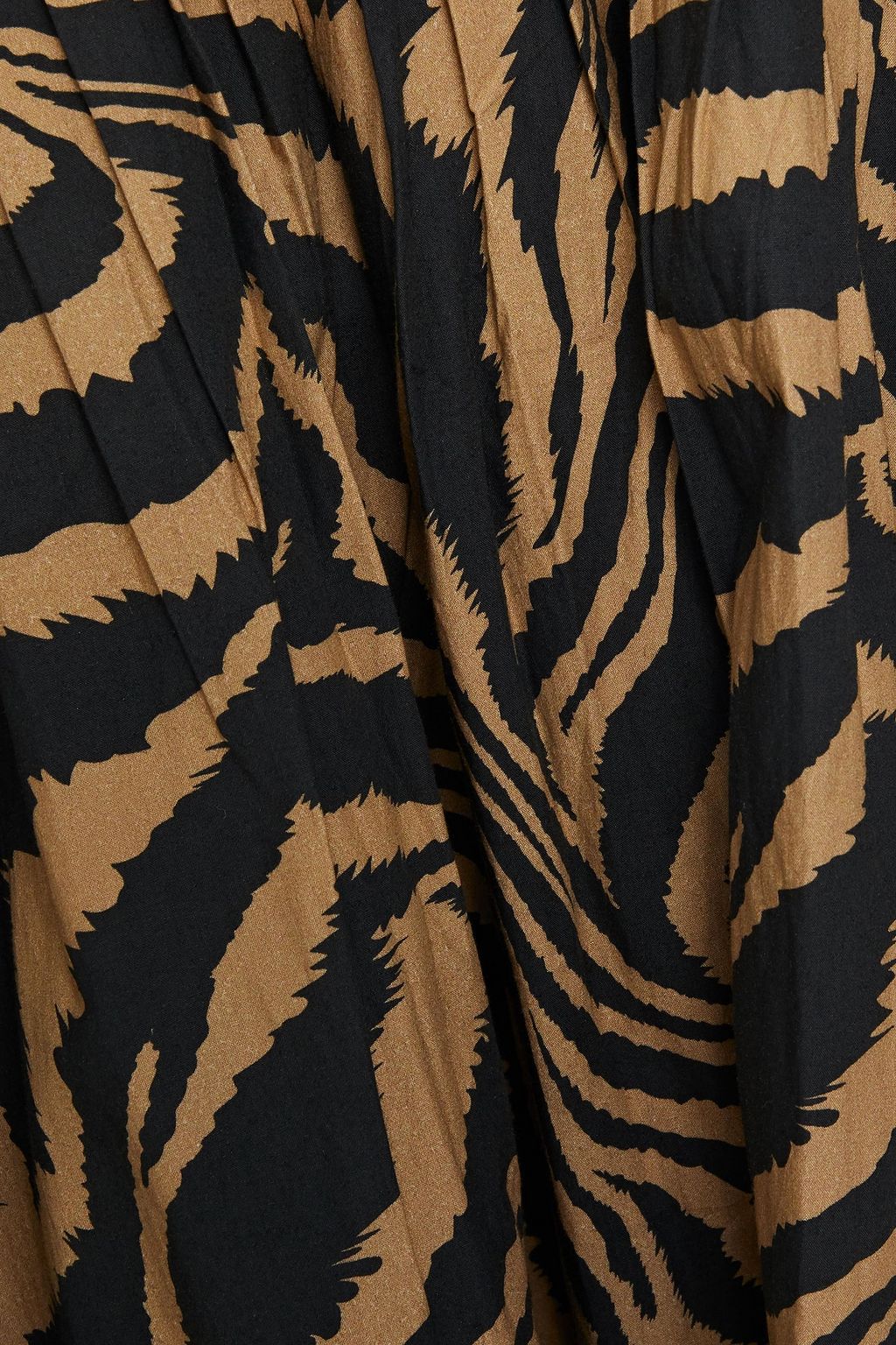 GANNI Pintucked tiger-print cotton-poplin mini dress