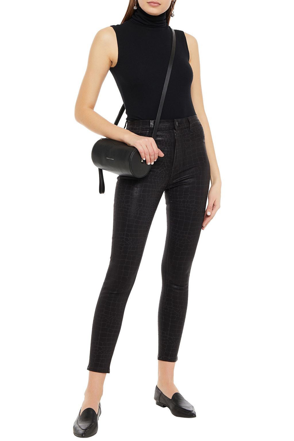J BRAND Leenah croc-effect high-rise skinny jeans