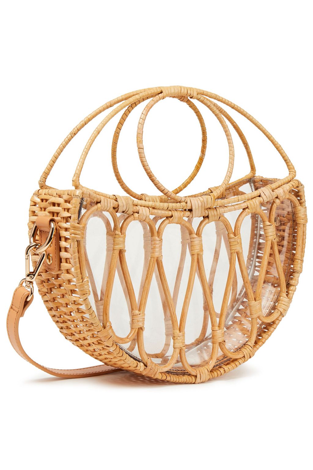 ZIMMERMANN Cane Schultertasche aus PVC und Rattan mit Lederbesatz