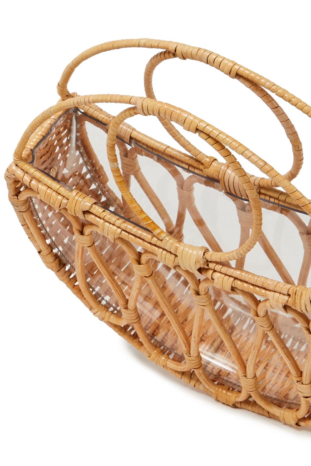 ZIMMERMANN Cane Schultertasche aus PVC und Rattan mit Lederbesatz