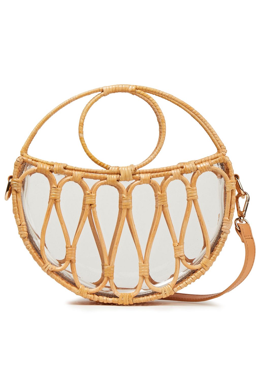 ZIMMERMANN Cane Schultertasche aus PVC und Rattan mit Lederbesatz