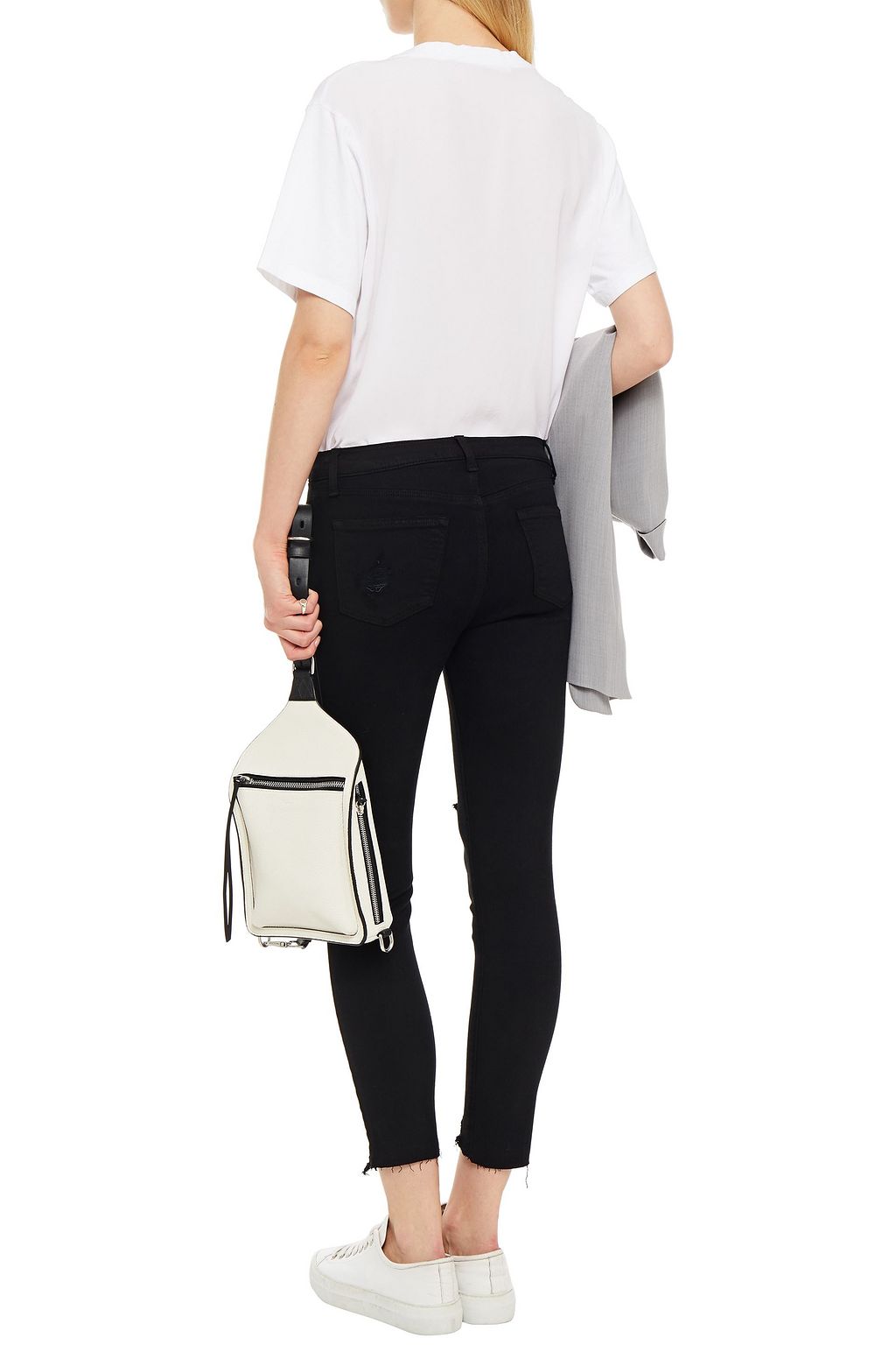 J BRAND Capri cropped distressed mid-rise skinny jeans