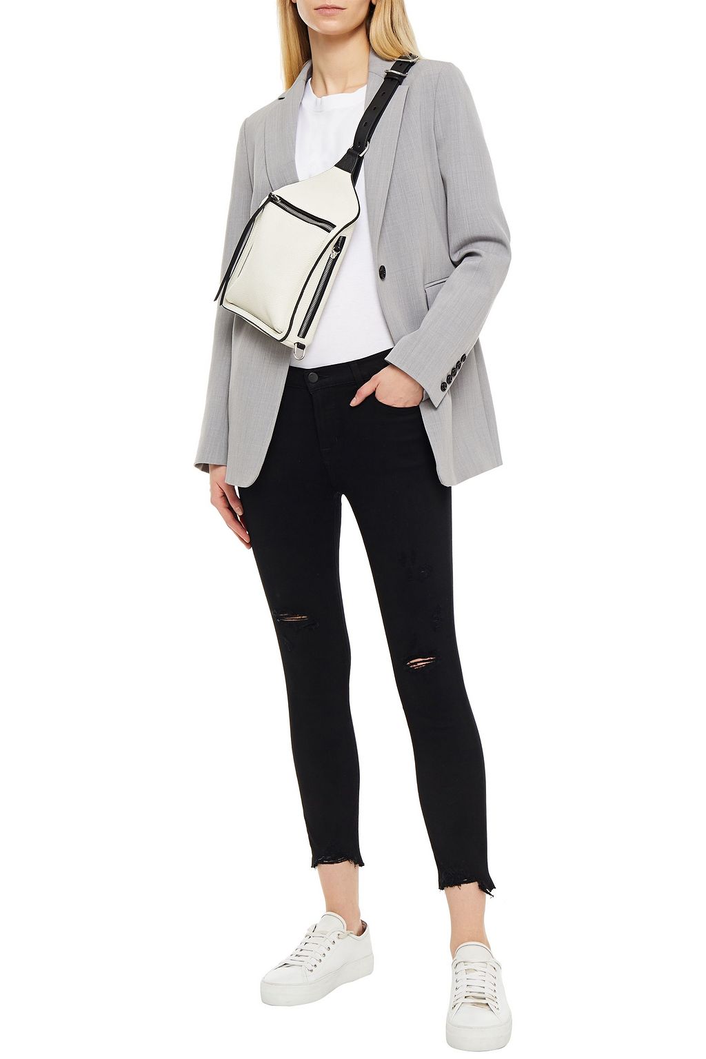 J BRAND Capri cropped distressed mid-rise skinny jeans