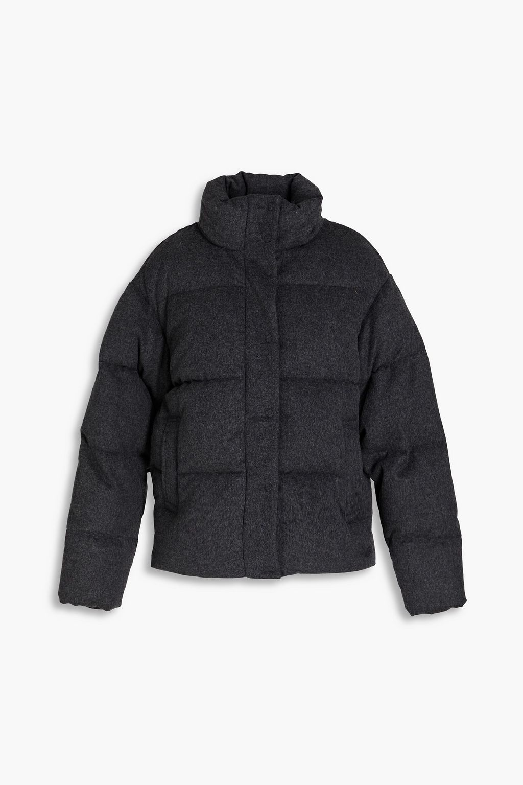 Melange grey long padded jacket for men