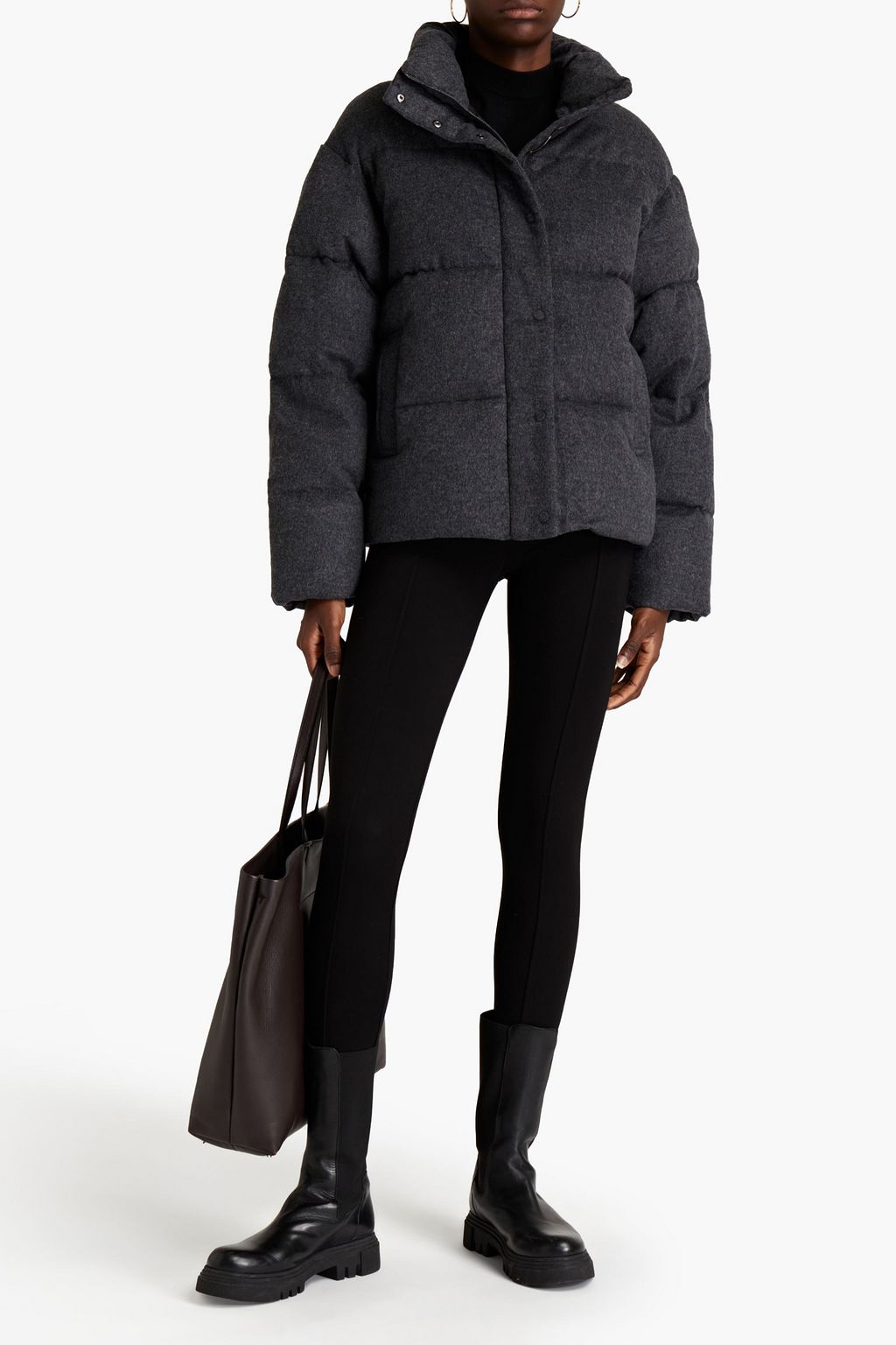 JOSEPH Mélange quilted wool-blend flannel down jacket