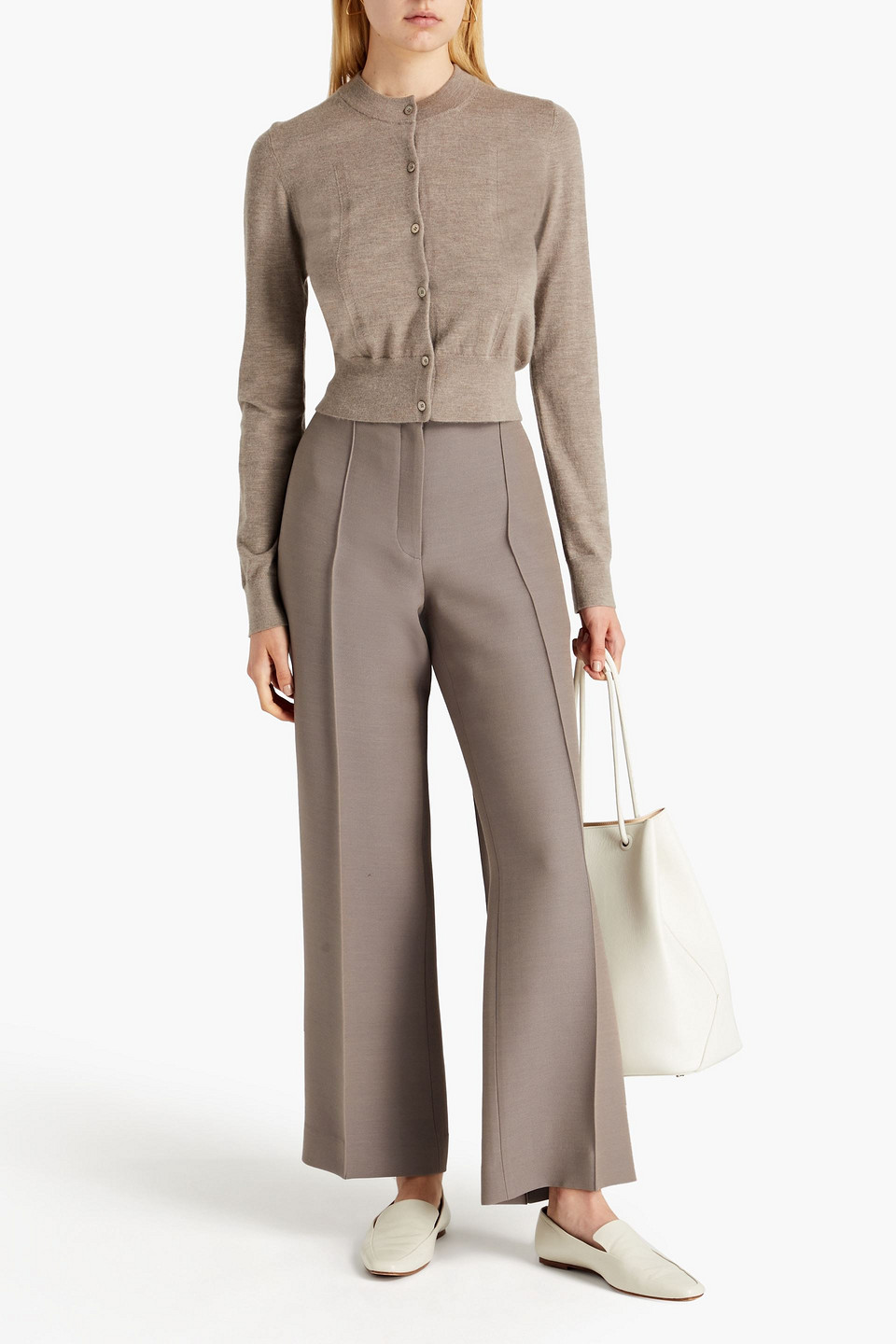 Joseph Cashmere-blend Cardigan In Mushroom