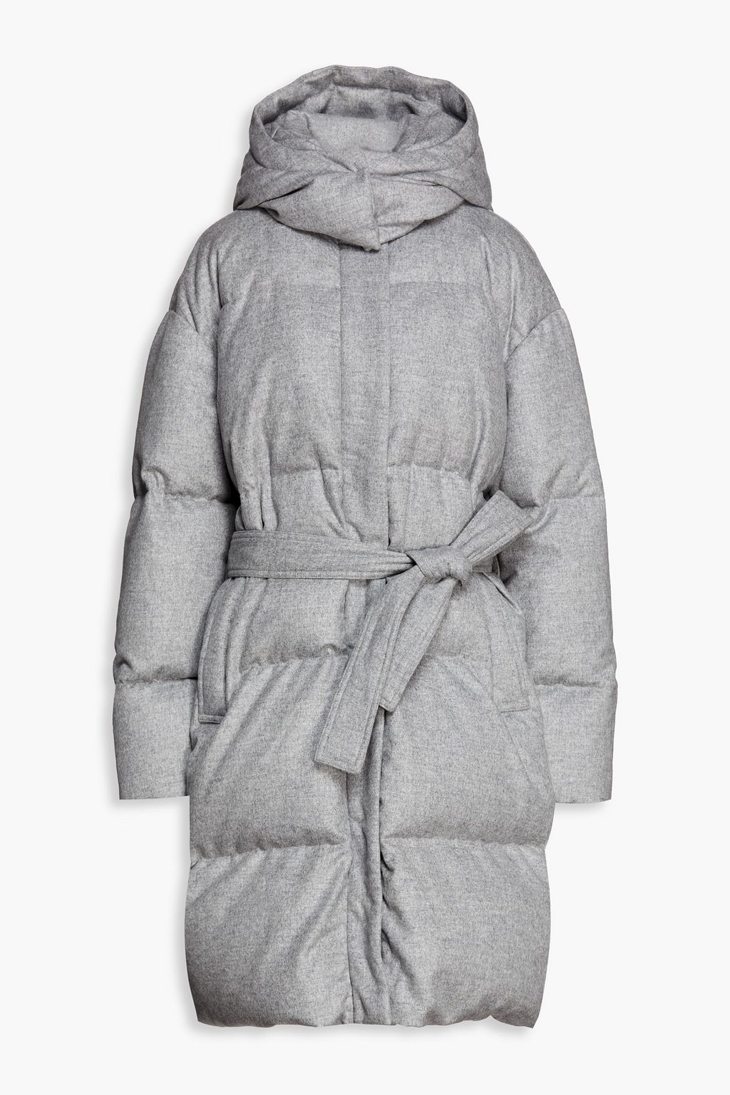 Celida quilted wool TENCEL and cashmere blend flannel hooded down coat
