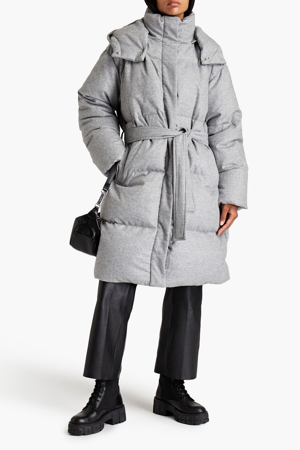 JOSEPH Celida quilted wool, TENCEL™ and cashmere-blend flannel hooded down coat