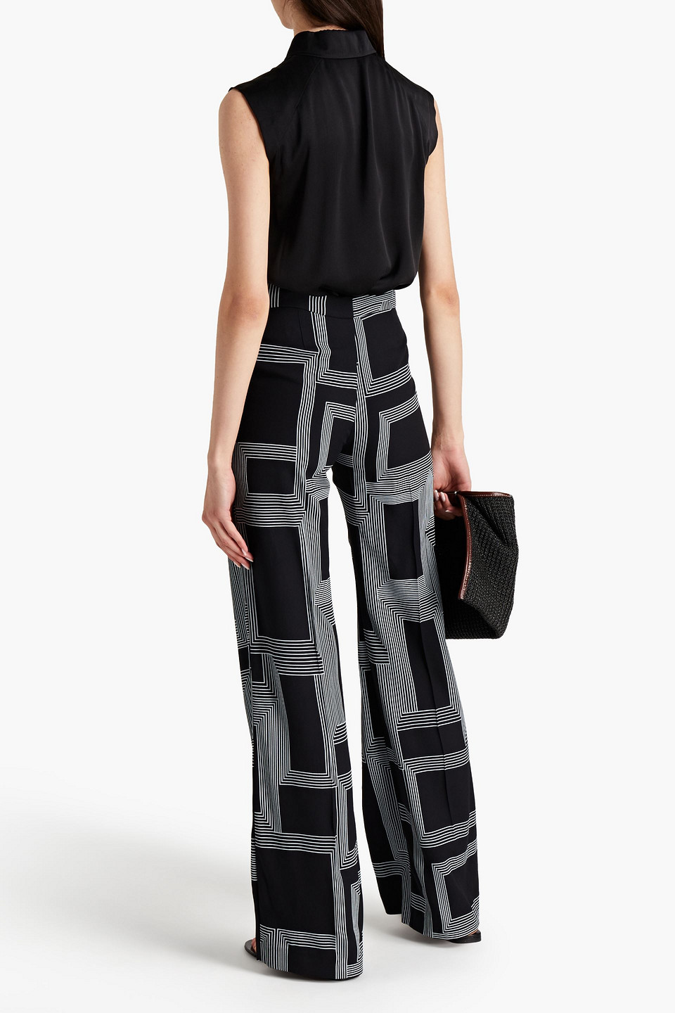 Joseph Morrisey Printed Crepe Bootcut Pants In Black