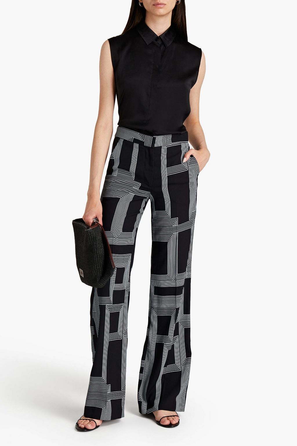 JOSEPH Morissey printed crepe wide-leg pants