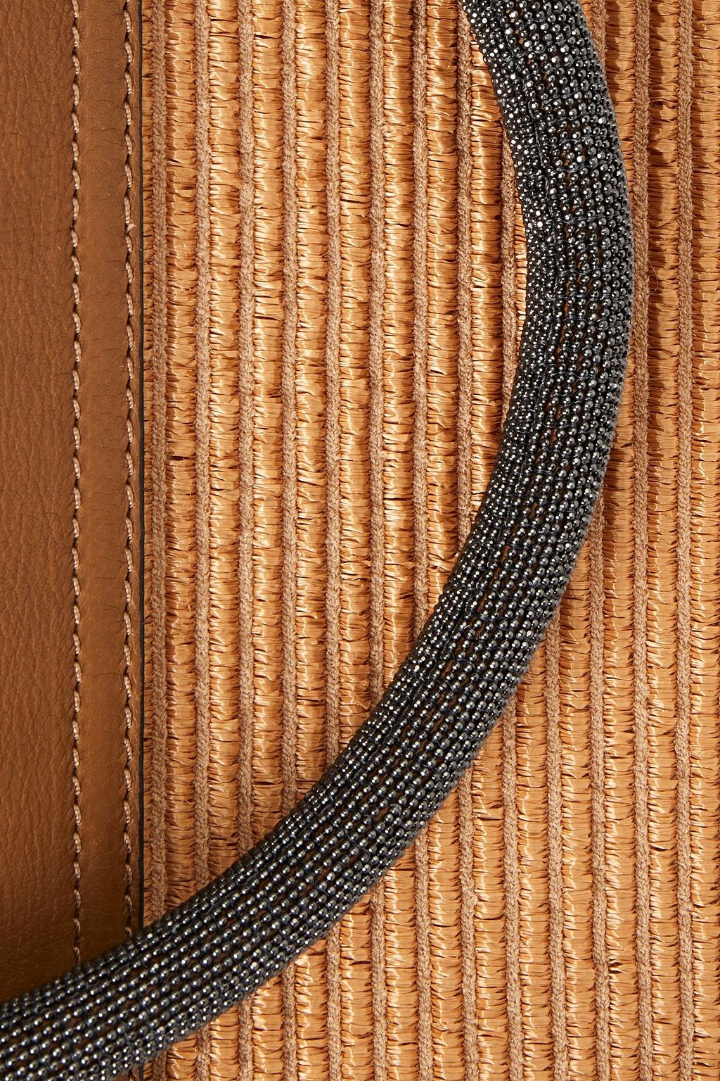 BRUNELLO CUCINELLI Leather and faux raffia tote