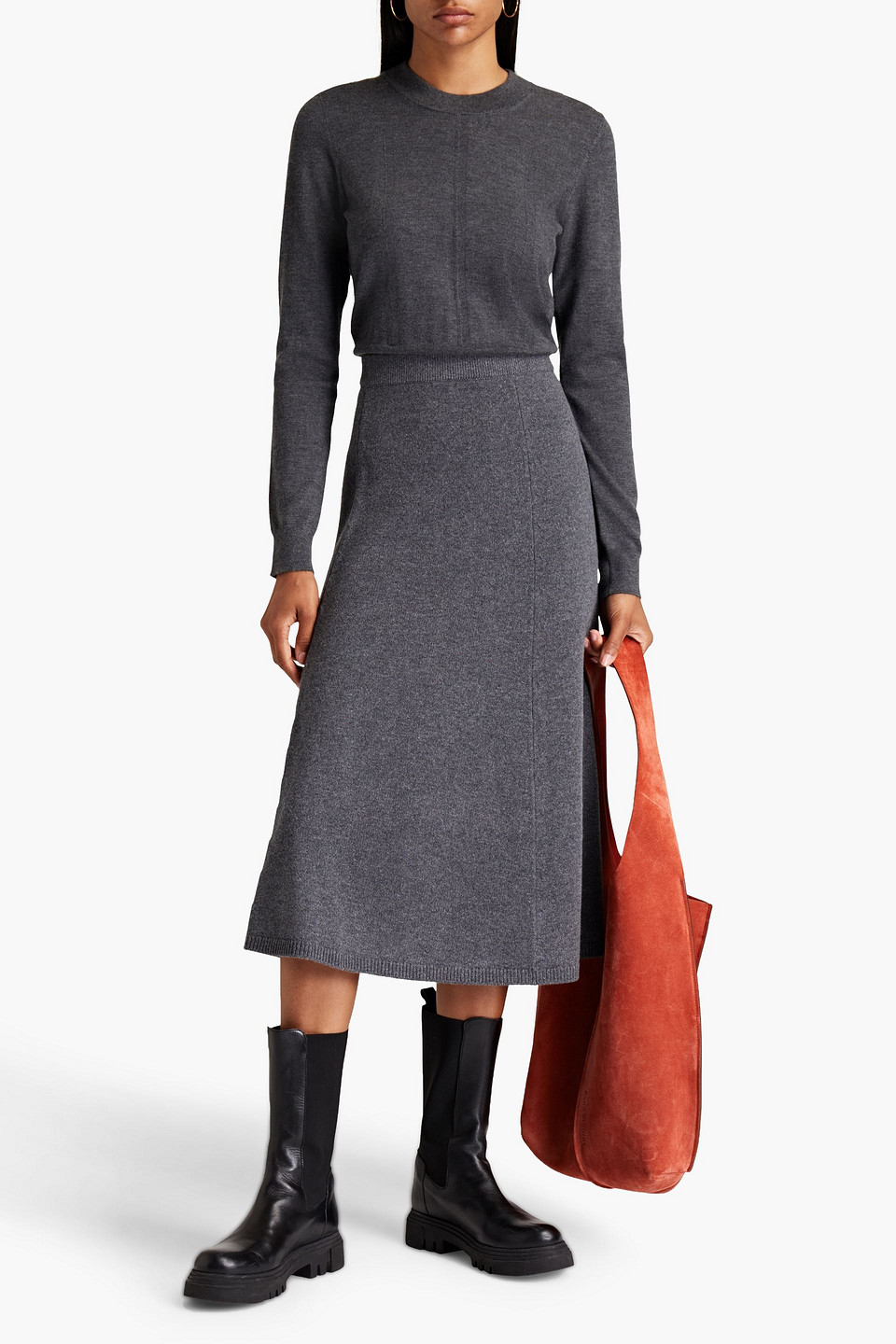 Joseph Melierter Pullover Aus Einer Kaschmirmischung In Dark Gray
