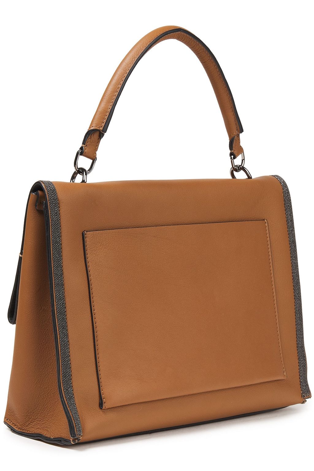 BRUNELLO CUCINELLI Bead-embellished leather shoulder tote