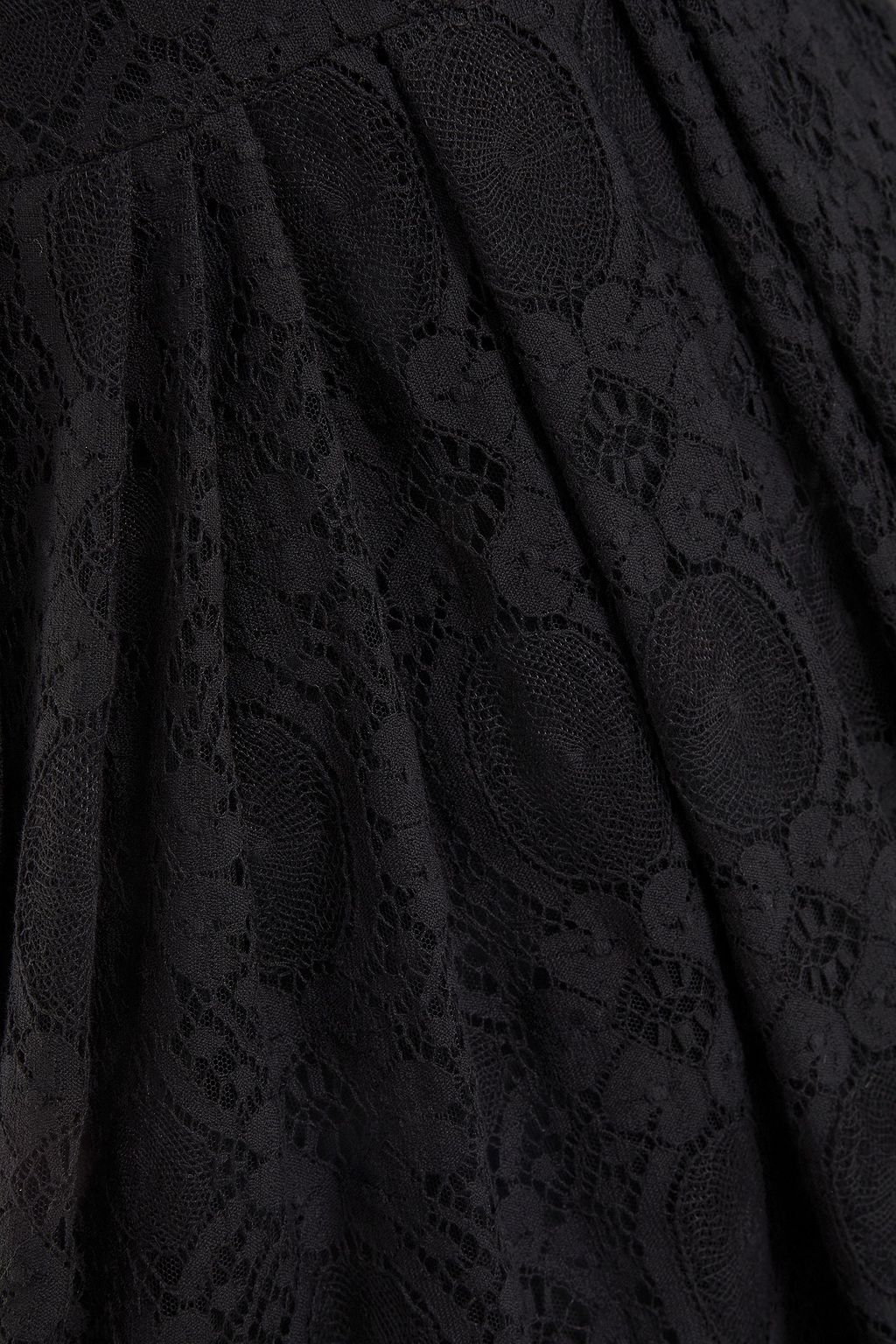 MSGM Pleated cotton-blend crocheted lace midi dress