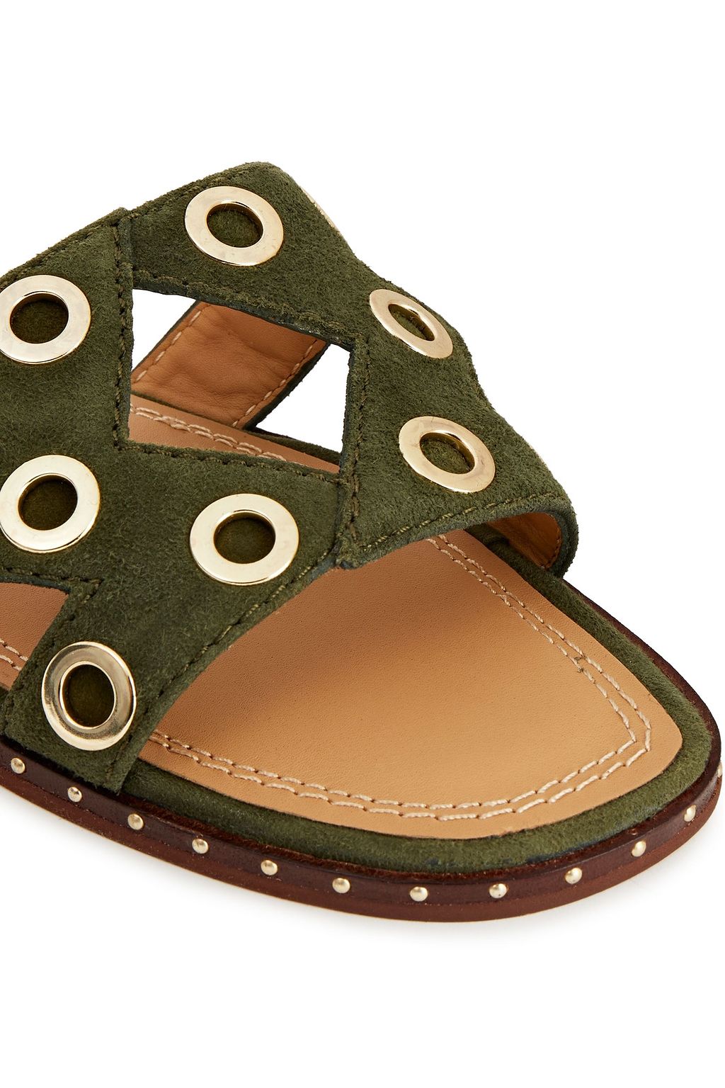 MAJE Cutout eyelet-embellished suede sandals