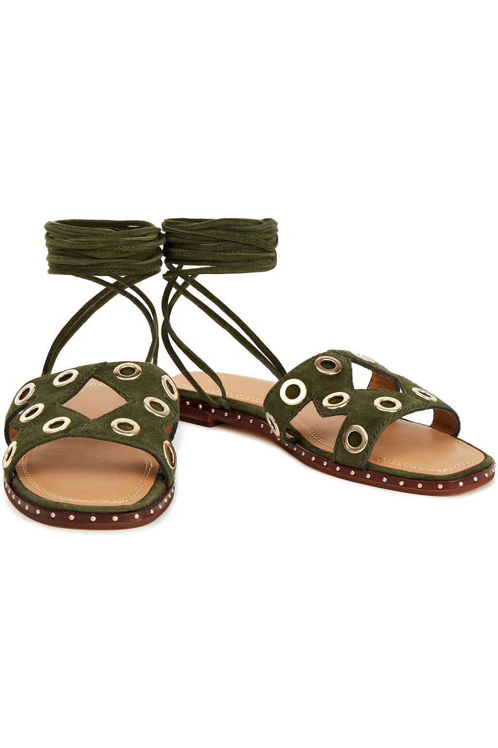 MAJE Cutout eyelet-embellished suede sandals