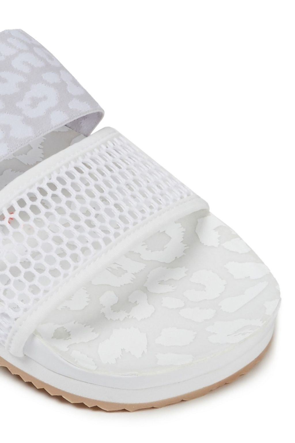 ADIDAS BY STELLA MCCARTNEY Leopard-print woven and mesh slides