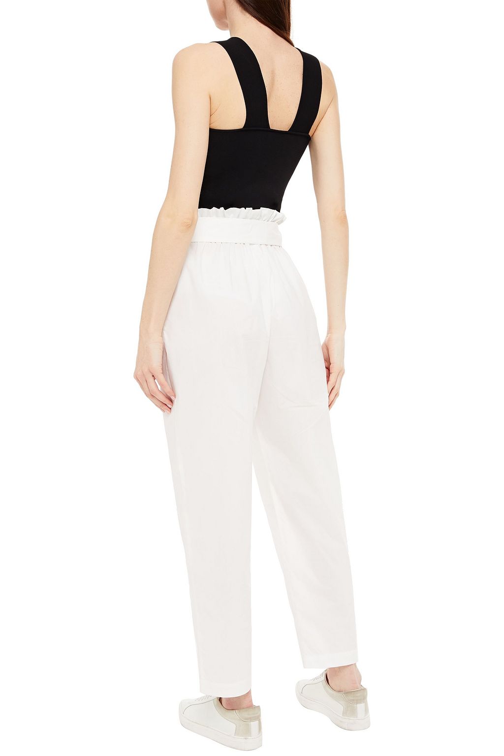 MSGM Belted cotton-blend poplin tapered pants