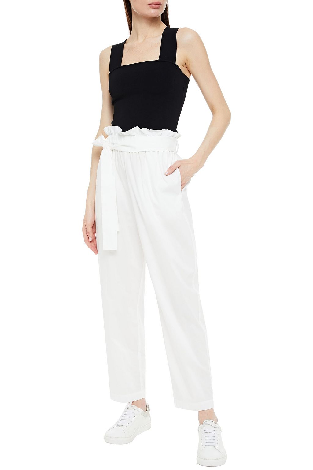 MSGM Belted cotton-blend poplin tapered pants