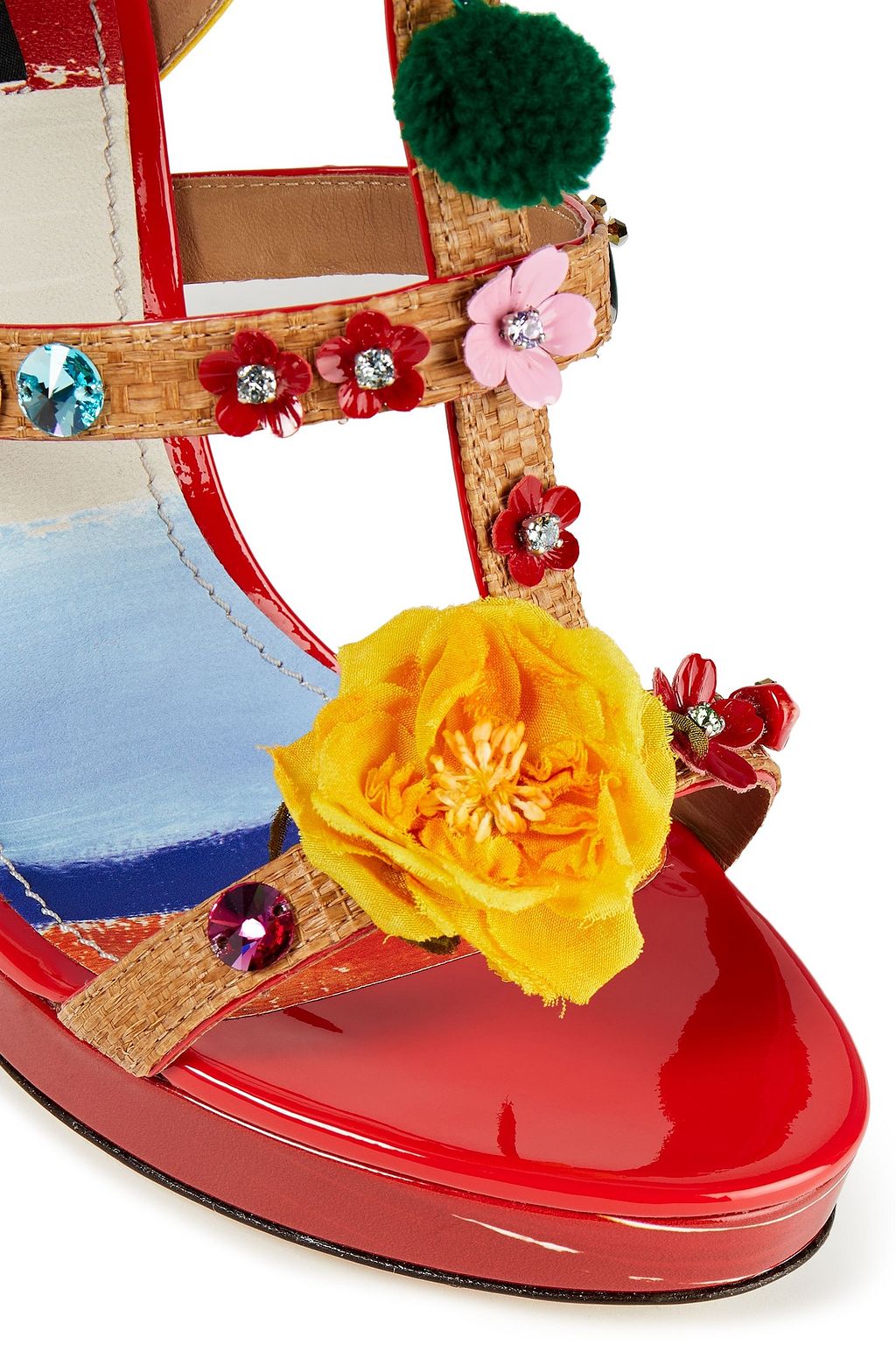 DOLCE&GABBANA Flower Patch embellished patent-leather platform sandals
