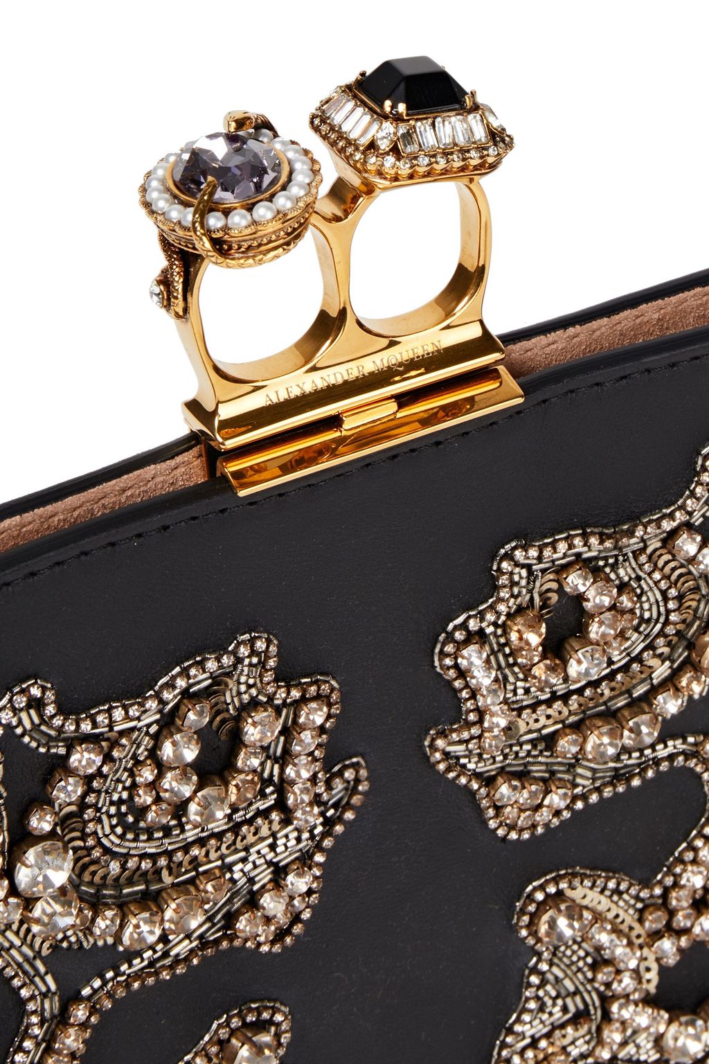 MCQUEEN Embellished leather clutch