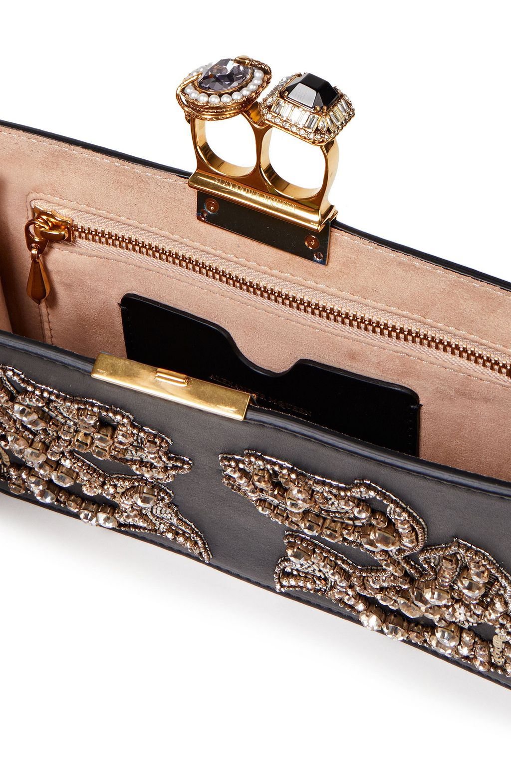 MCQUEEN Embellished leather clutch