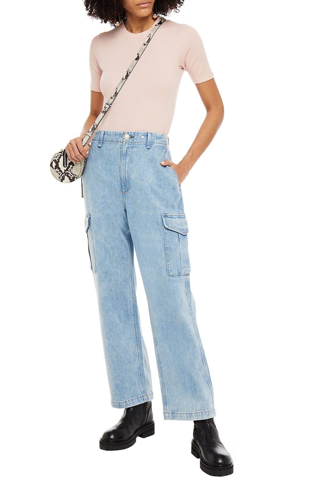 RAG & BONE Faded high-rise wide-leg jeans