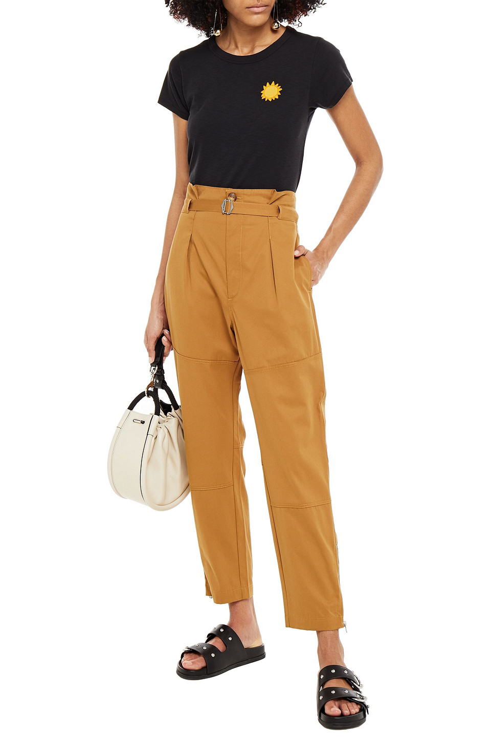 Rag & Bone Hunter Belted Cotton-twill Tapered Trousers In Mustard
