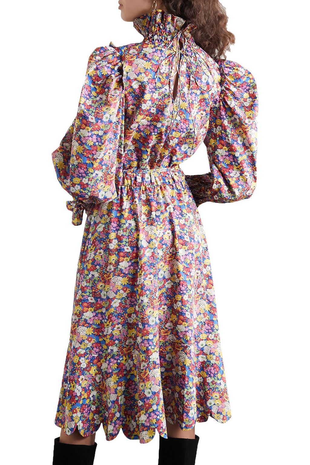 HORROR VACUI Collia scalloped floral-print cotton-poplin dress