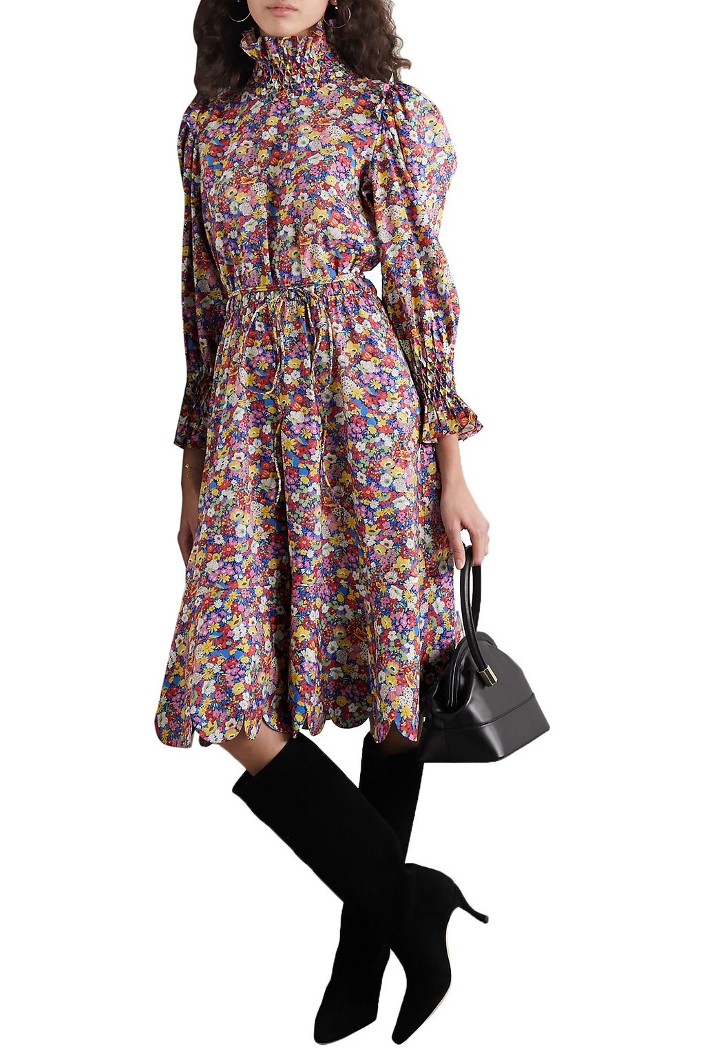 HORROR VACUI Collia scalloped floral-print cotton-poplin dress