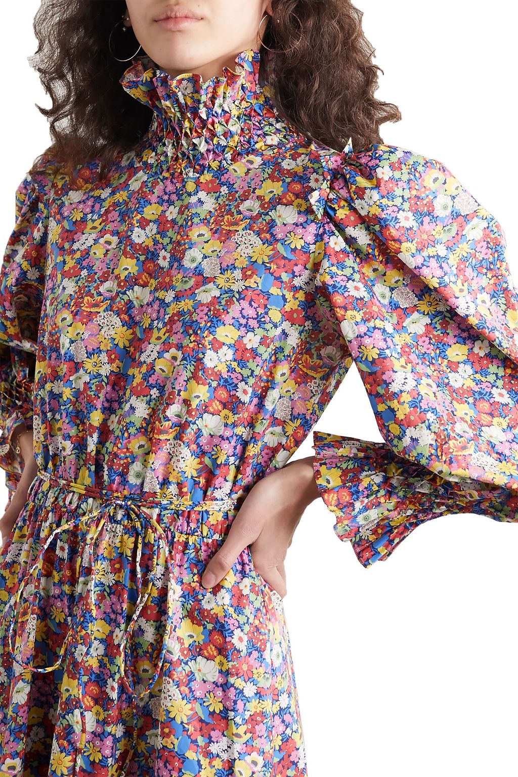 HORROR VACUI Collia scalloped floral-print cotton-poplin dress