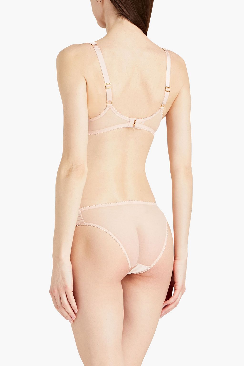 AGENT PROVOCATEUR Helene Leavers lace-trimmed satin and mesh underwired bra