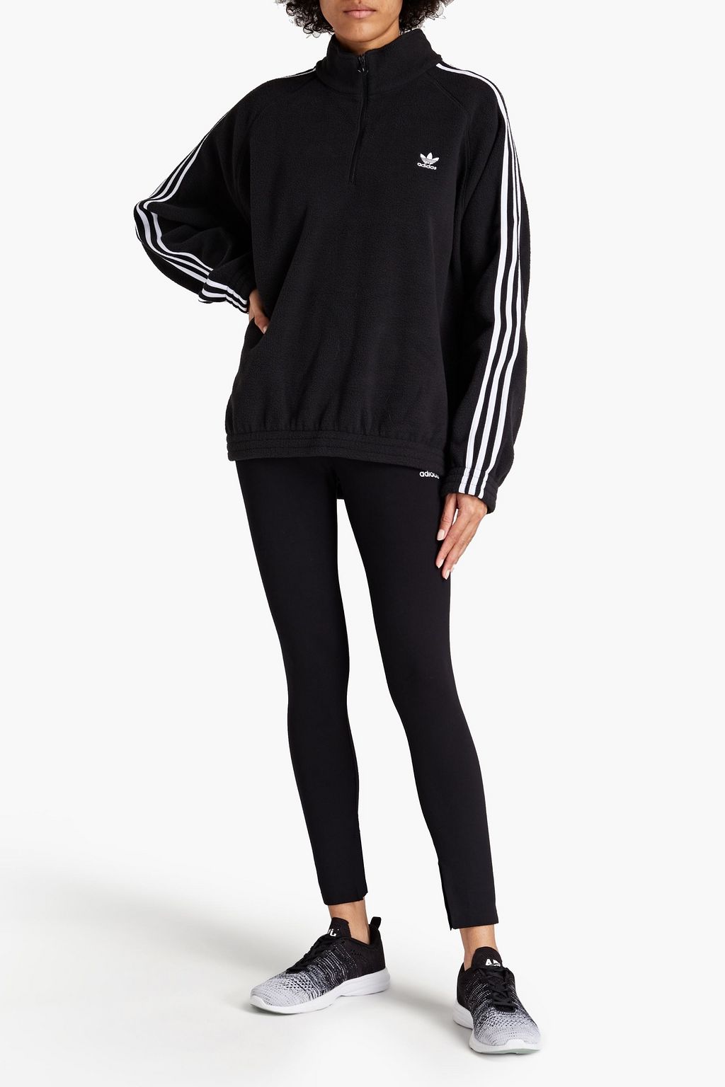 ADIDAS ORIGINALS Striped recycled fleece sweatshirt