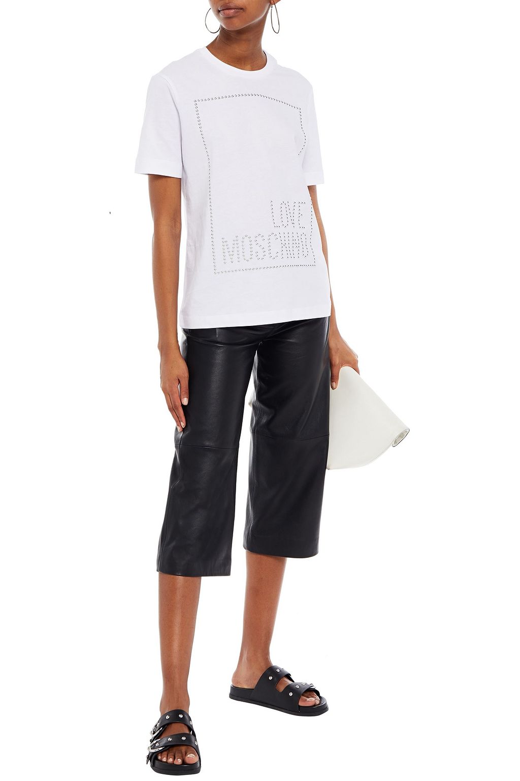 LOVE MOSCHINO Studded cotton-jersey T-shirt