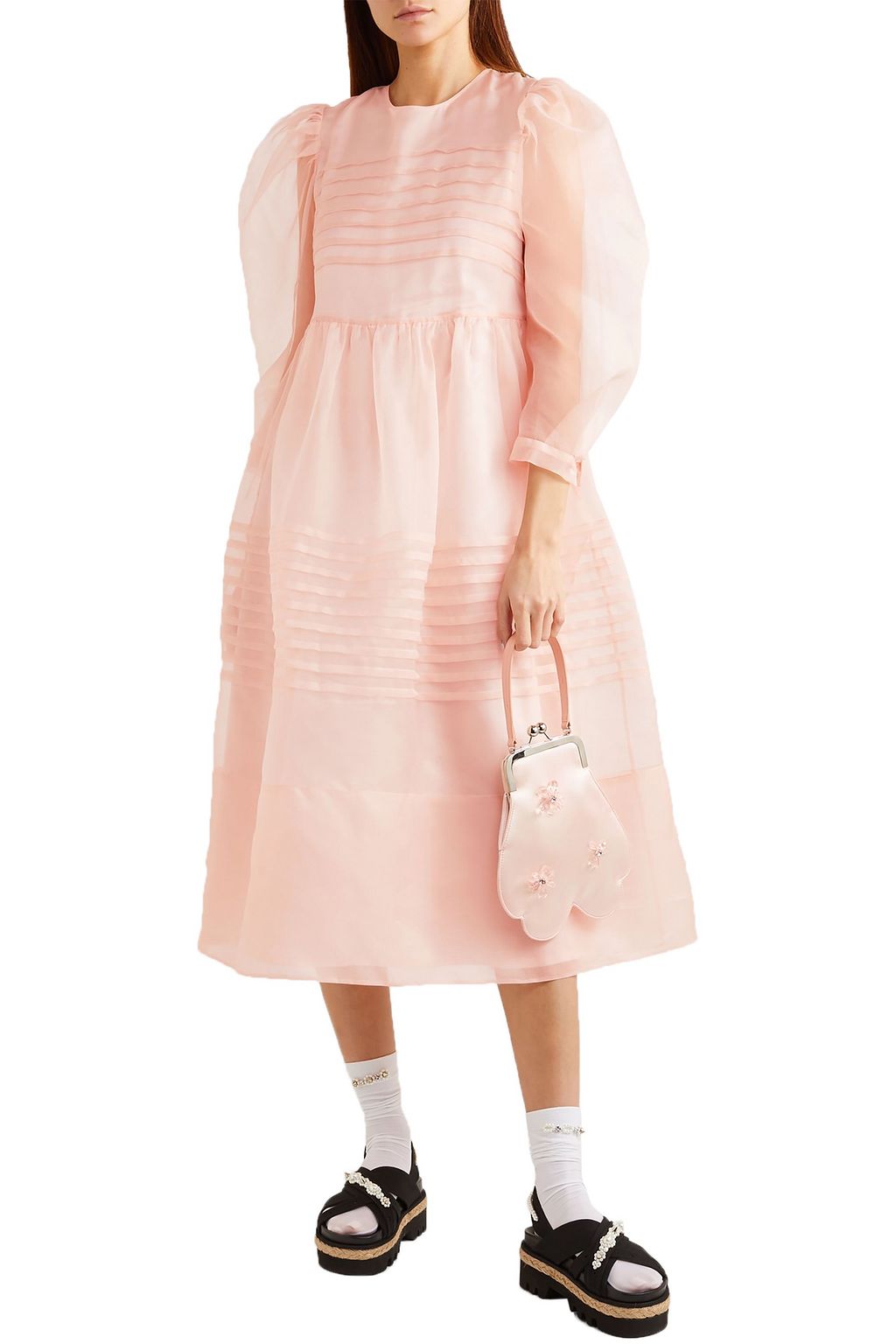 SIMONE ROCHA Pleated silk-organza midi dress