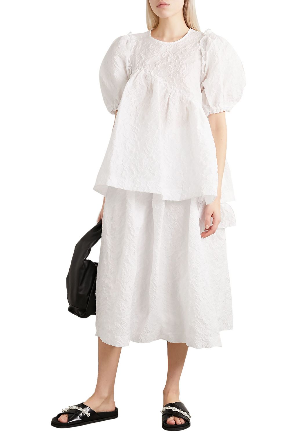 SIMONE ROCHA Cutout ruffled cloqué midi skirt