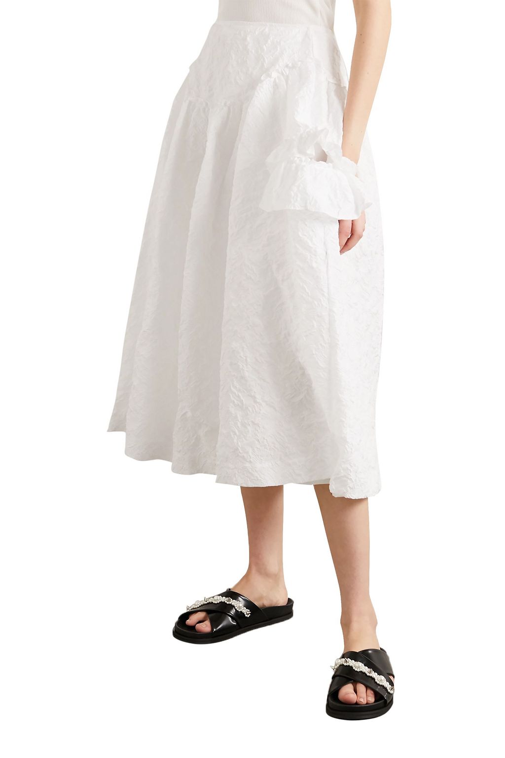 SIMONE ROCHA Cutout ruffled cloqué midi skirt