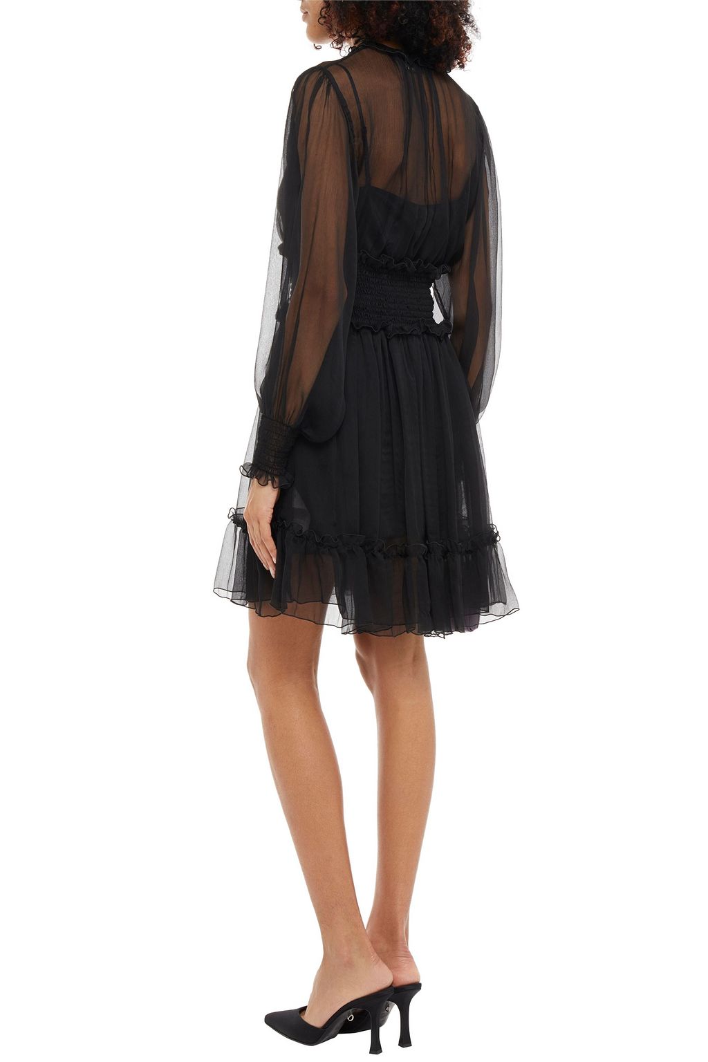 MSGM Shirred silk-crepon mini dress