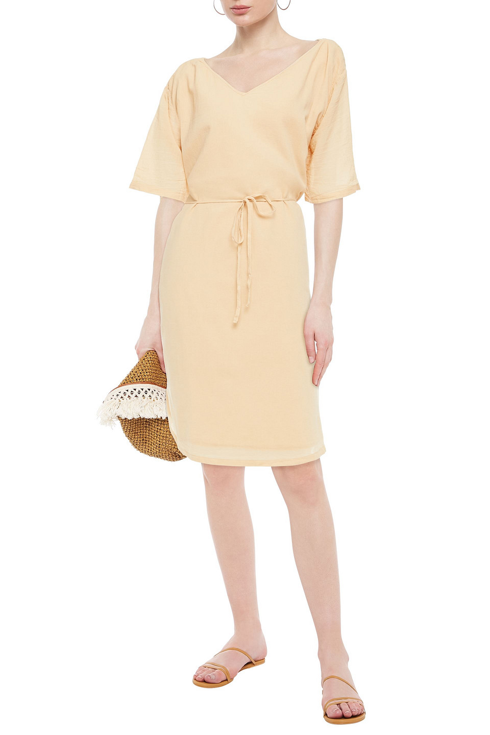 American Vintage Crinkled Cotton-gauze Dress In Ecru