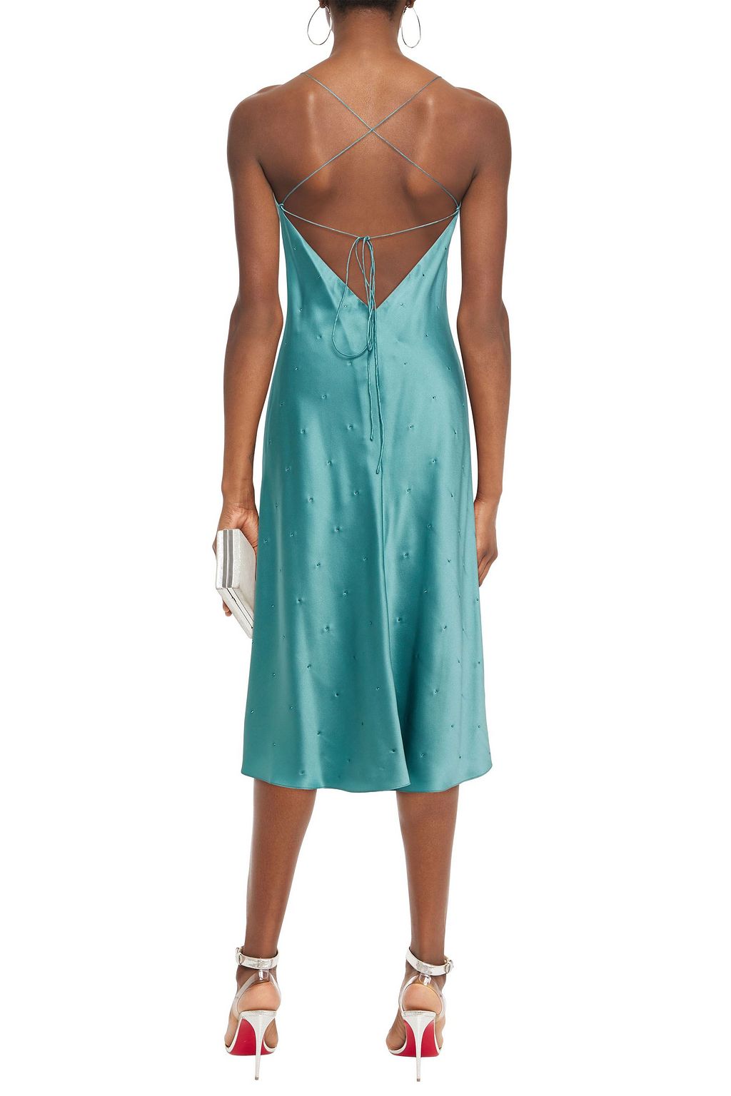 MICHELLE MASON Crystal-embellished silk-charmeuse midi dress