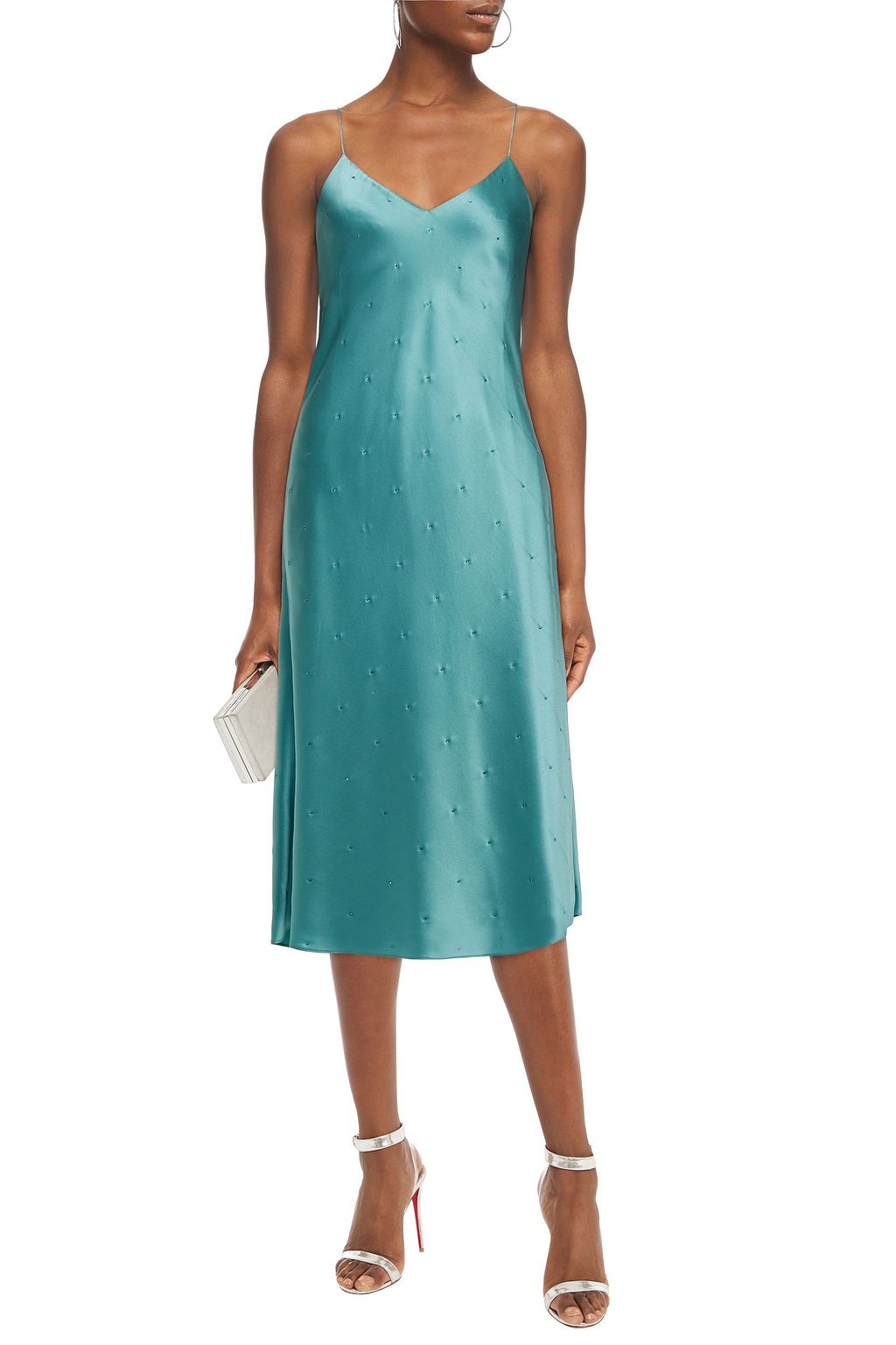 MICHELLE MASON Crystal-embellished silk-charmeuse midi dress