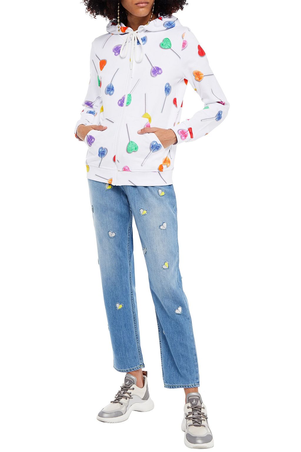 LOVE MOSCHINO Printed French cotton-terry hoodie