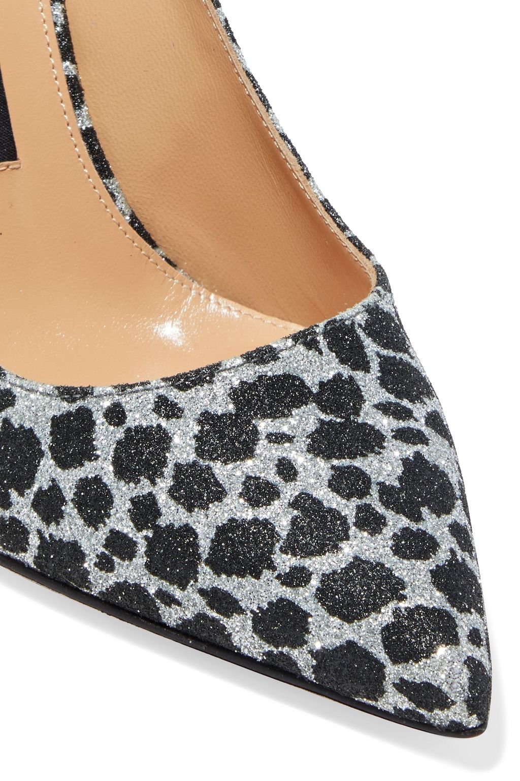 SERGIO ROSSI Godiva glittered leopard-print woven pumps