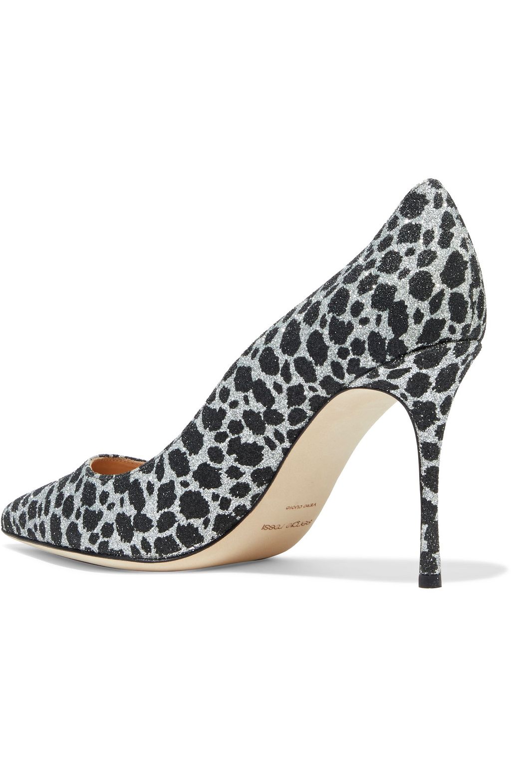 SERGIO ROSSI Godiva glittered leopard-print woven pumps