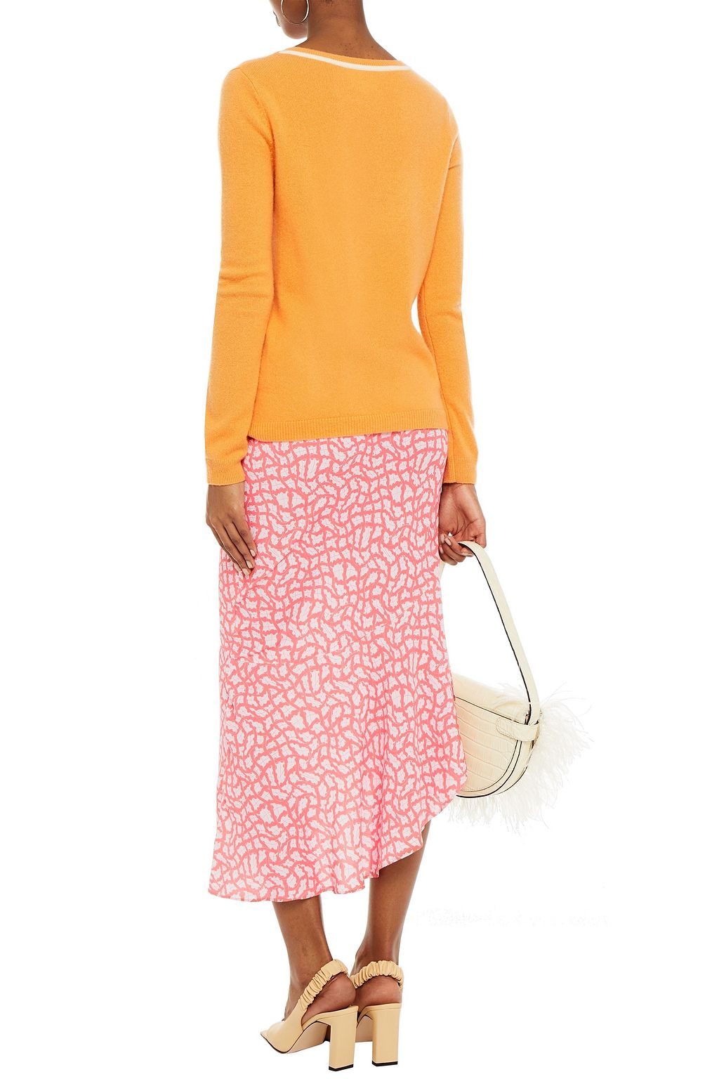 CHARLI Yvonne asymmetric printed crepe de chine midi skirt
