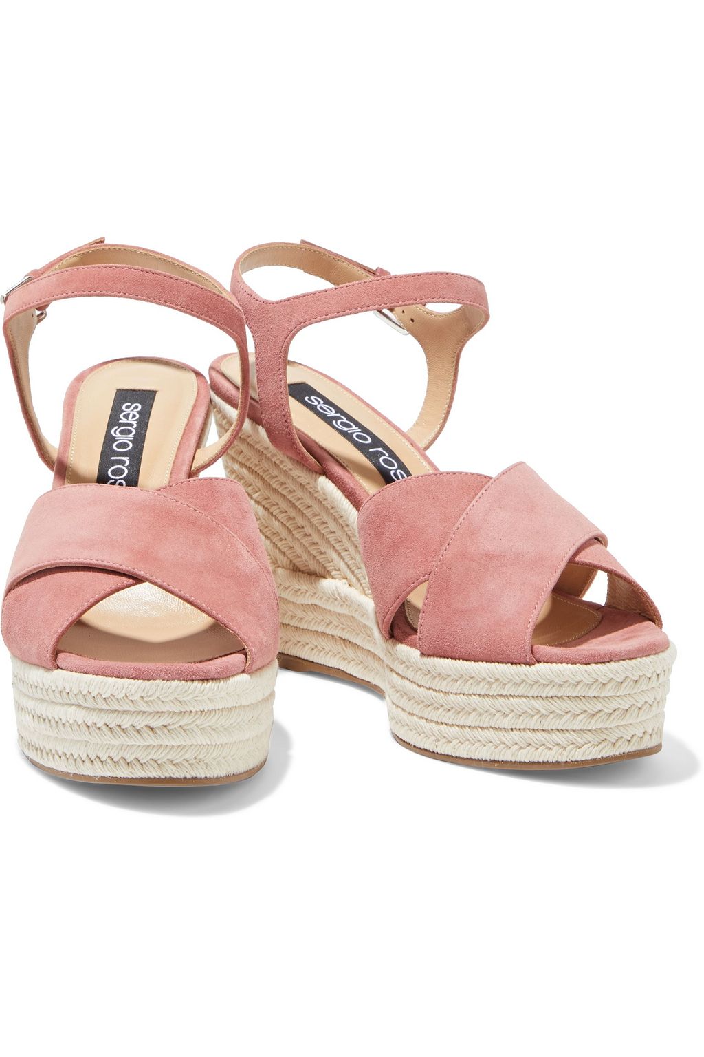 SERGIO ROSSI Suede wedge espadrille sandals