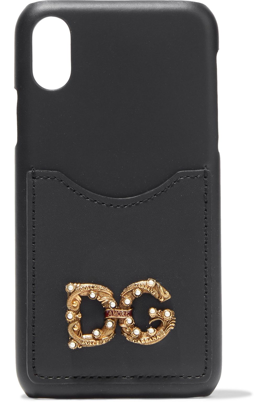 Logo-embellished leather iPhone X case 