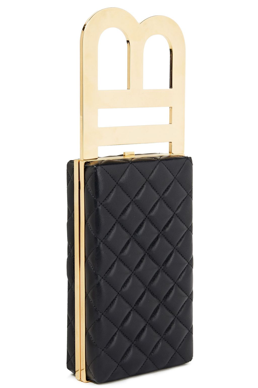 BALMAIN B Minaudiere quilted leather box clutch