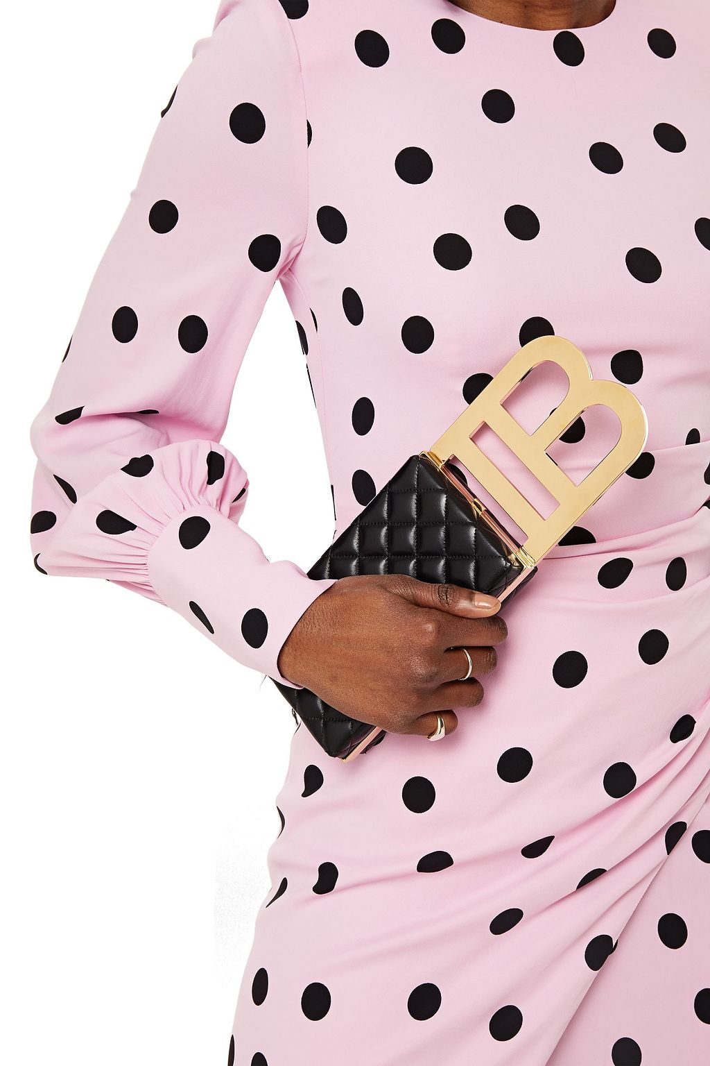 BALMAIN B Minaudiere quilted leather box clutch